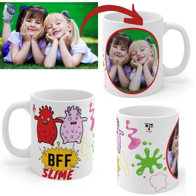 ספל סליים - BFF - תמונה בהתאמה אישית, סליים, ספל מעוצב, הדפסה על ספלים, הדפסה על ספל, SLIME