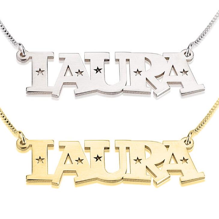 Etsada - Etsy Shop - Jewelry - Name necklace - Stars Name Necklace - Star necklace,