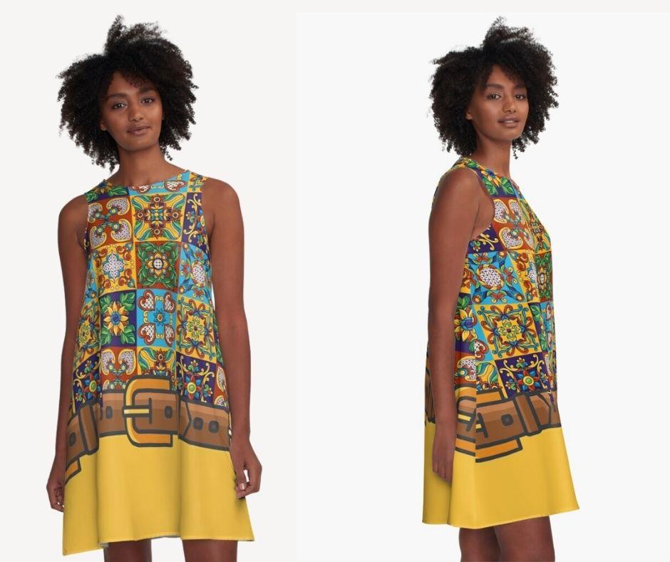 Morocco Style A-Line Dress - שמלת נשים מרוקו סטייל - O.M design