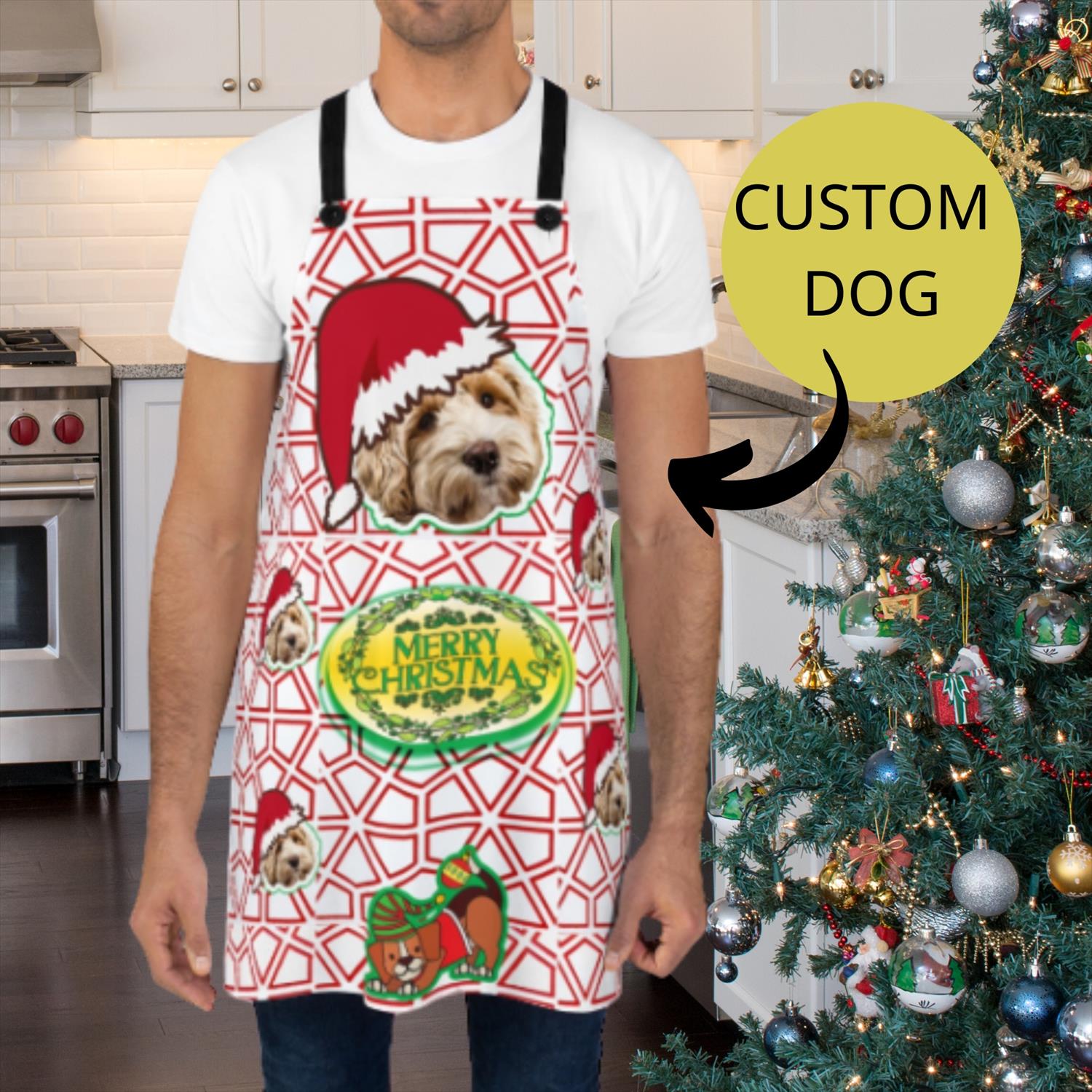Christmas Dog Apron, Dog Apron, Custom Dog Face Apron, Apron, Aprons, Custom Face Apron, Etsy Shop
