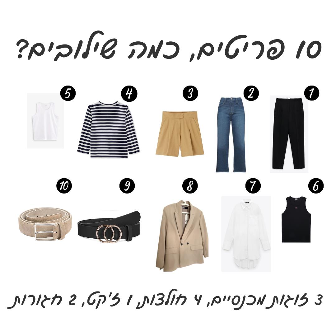 10 פריטים כמה שילובים?