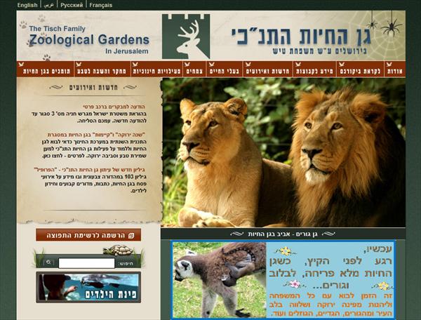 עיצוב האתר ופלאש - http://www.jerusalemzoo.org.il/