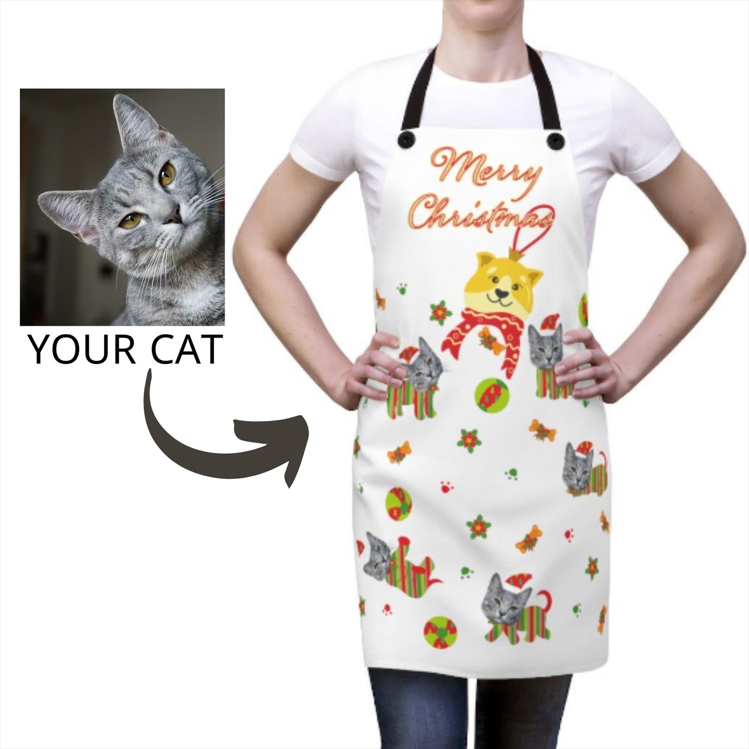 Christmas Cat Apron, Custom Cat Face Apron, Cat Apron - Etsy Shop