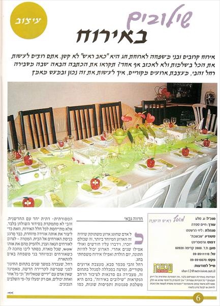 כתבה תדמיתית - שיווקית ל"שילובים באירוח" של רחל זהבי