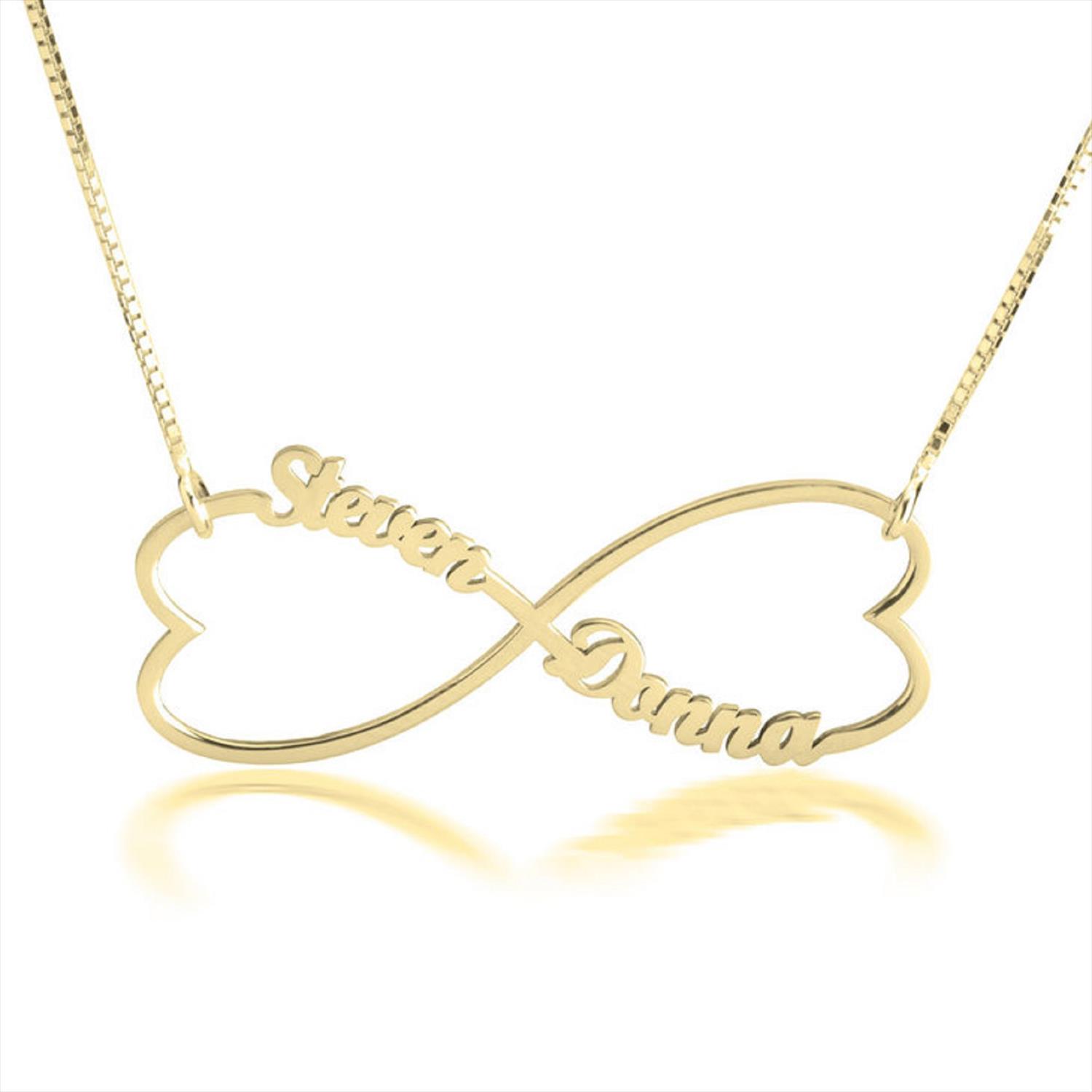 שרשרת שם - שרשרת עם שם - שרשרת אינפיניטי לב כפול - תכשיטי אינפיניטי - תכשיטי שמות - אצעדה תכשיטים