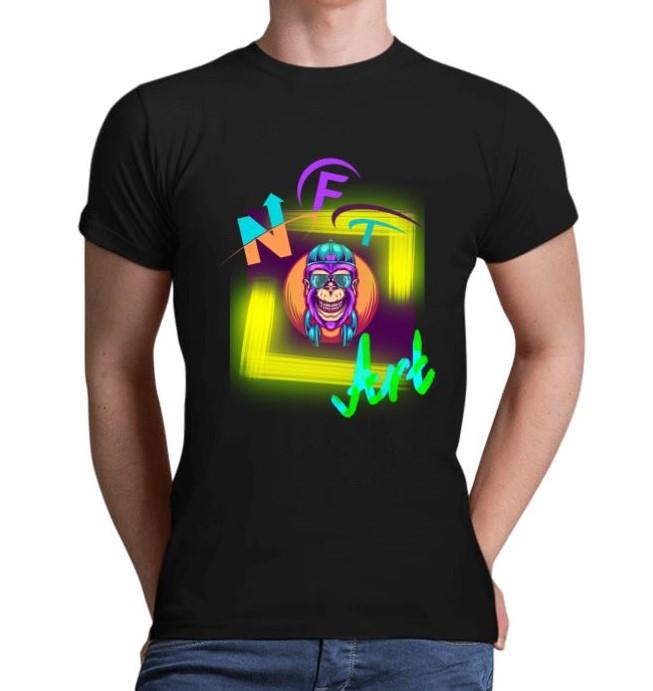 חולצת קוף NFT ART גבר צווארון עגול - חולצות לגברים - עיצוב O.M design