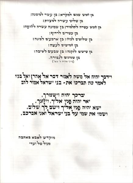 ברכת כהנים-מתנה לאב/סב