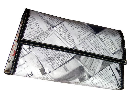 Trapezoid clutch purse W9 Newspaper