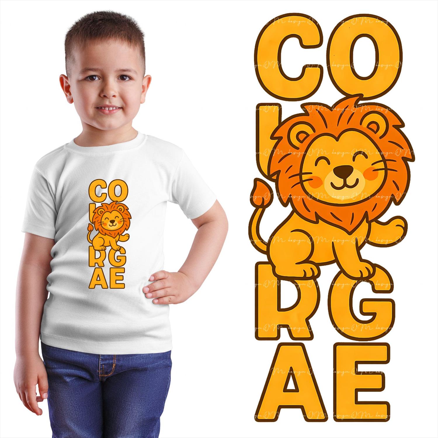 אריה חייכן עם כיתוב COURAGE - קובץ להדפסה