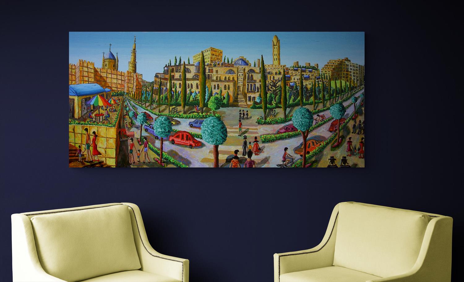 Kunstwerke der bildenden Kunst israelischer naiver Maler Raphael Perez israelisch Künstler tel aviv