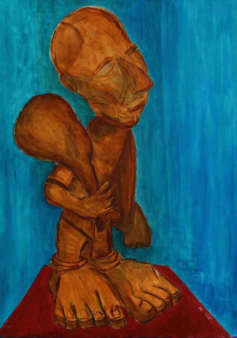 man with bludgeon acrylic on canvas w50xh70 cm