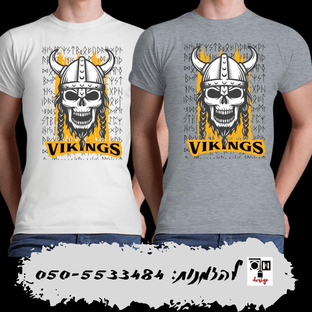 טישירט ויקינג שלד VIKING - גבר צווארון עגול - חולצות לגברים - חולצות טי שירט גברים - O.M design