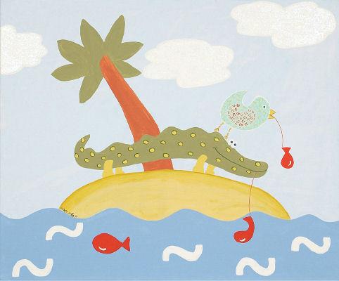 קרוקודיל וציפור