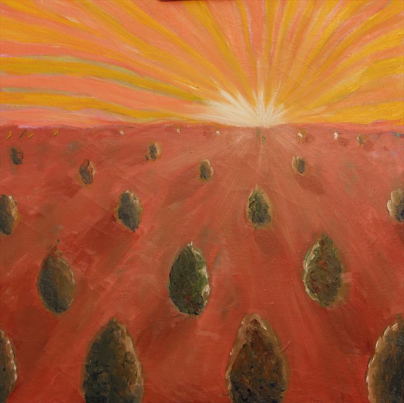 Walking trees to crown upon themselves a king oil on canvas w40xh40 cm