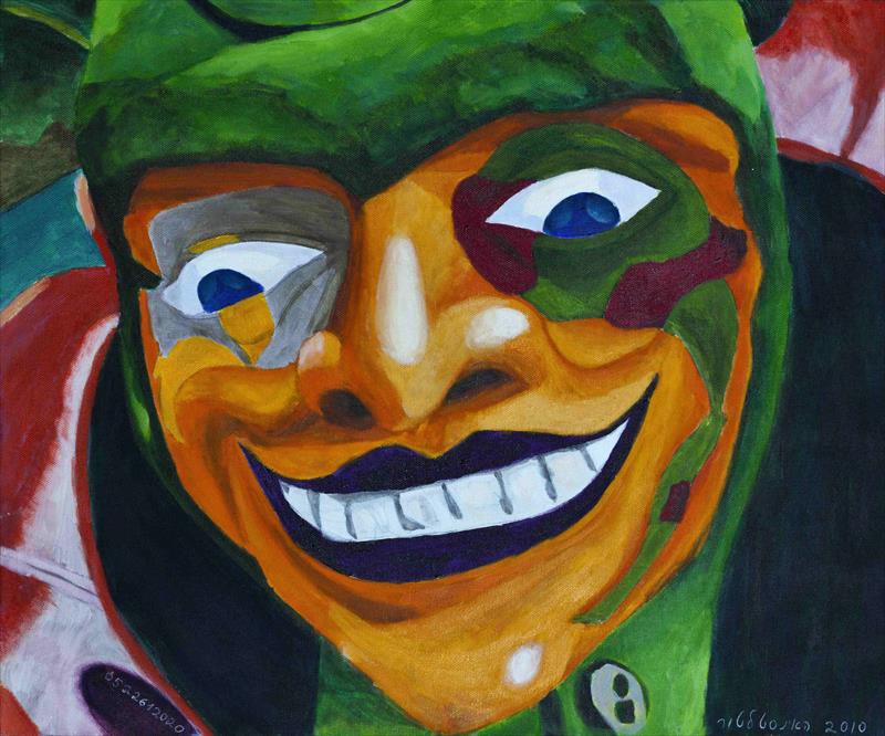 Mask from malta acrylic on canvas w60xh50 cm