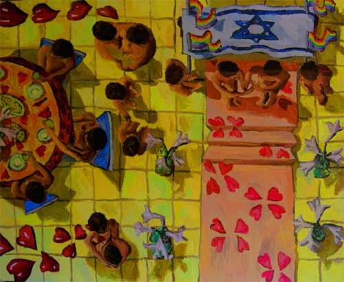 חתונה יהודית גייז הומואים גיי מגדר באמנות הישראלית ציור הומוסקסואלי רפי פרץ צייר האמנות המודרנית