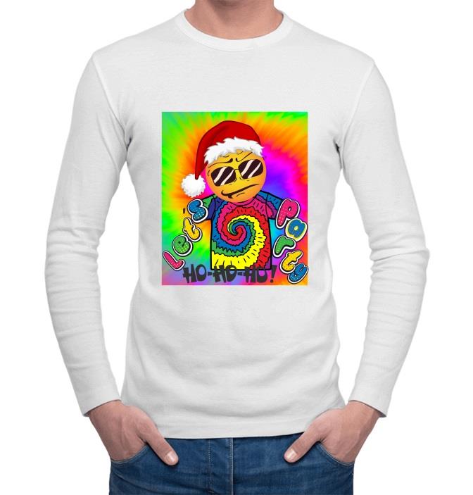 חולצה צבעונית Christmas Party גבר שרוול ארוך עגול, חולצה ארוכה לגבר, מתנה לכריסמס, מתנה לגבר