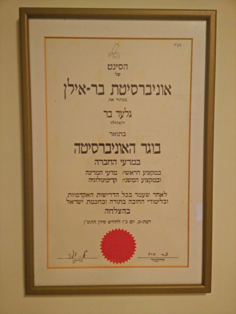 תעודת בוגר אוניברסיטה במדעי המדינה וקרימינולוגיה