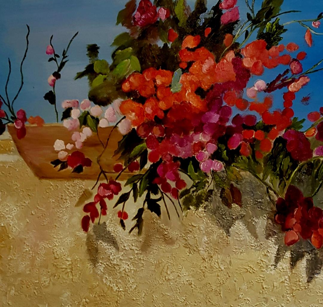 פרידה פירו ציירת ישראלית Frida piro ציורי פרחים טבע דומם אדנית