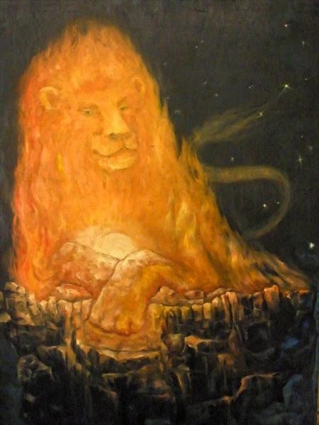Sun guardian oil on wood