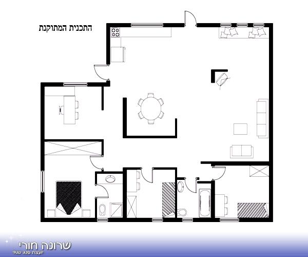 תוכנית שיפוץ והרחבה לבית קיים לפני ואחרי ייעוץ פנג שווי