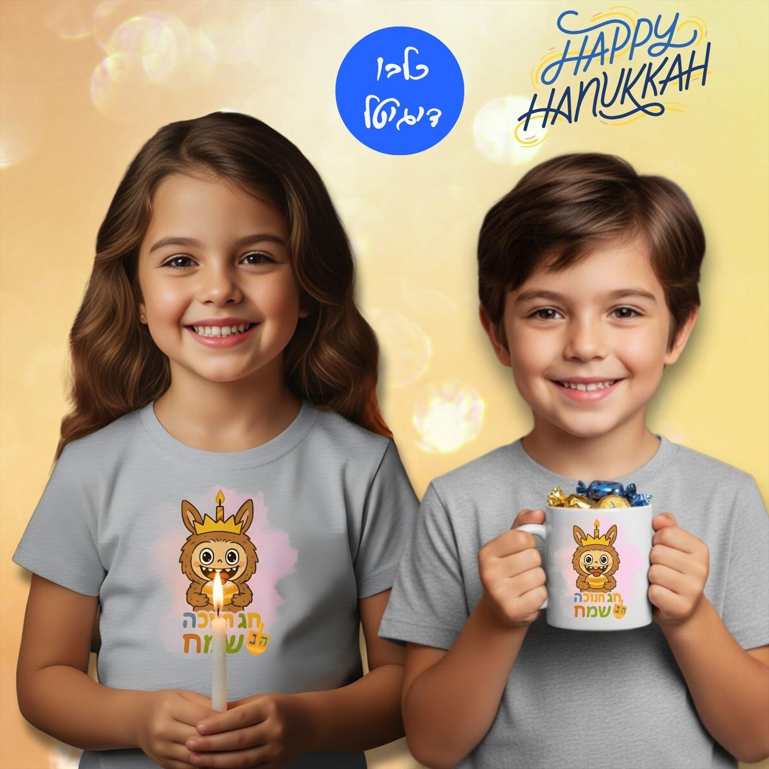 קובץ PNG לבובו אוכל סופגניה - עיצוב חנוכה להדפסה