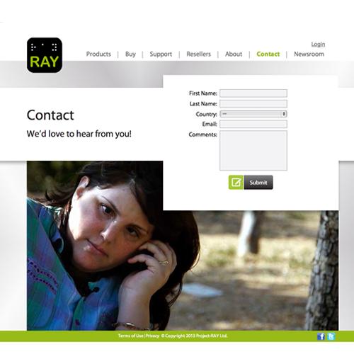 Project Ray - סמארטפון לעיוורים וללקויי ראייה - דף צור קשר
