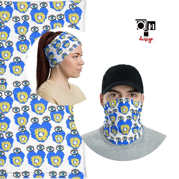 Eyes Neck Gaiter - מסכת פנים מעוצבת - בנדנדה - בנדנות מעוצבות - חם צוואר מעוצב - הדפסה על טקסטיל