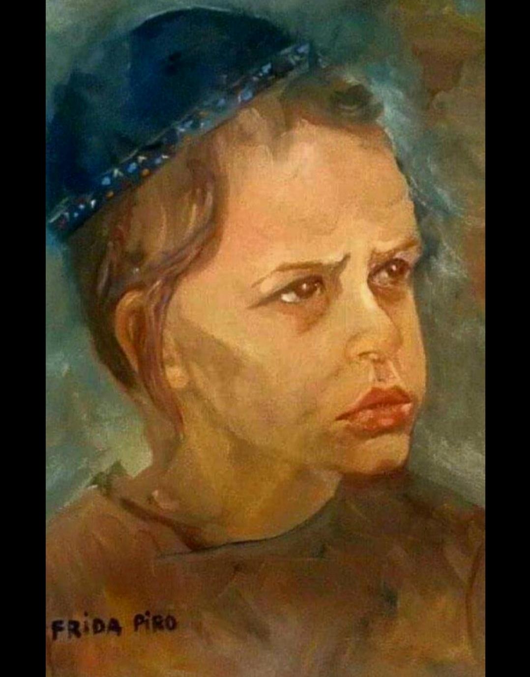 פרידה פירו ציירת ישראלית Frida piro ציור דיוקן עצמי ציור דיוקן ילד דתי ציורי דיוקנאות פורטרט
