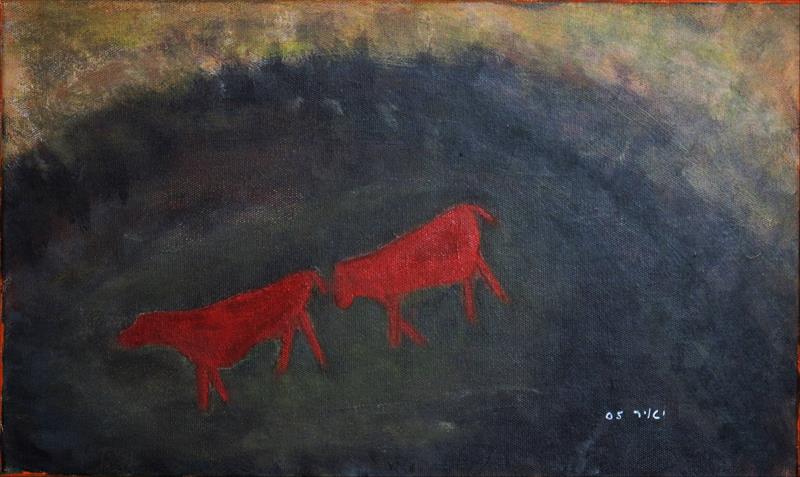 Prehistoric acrylic on canvas w30xh20cm