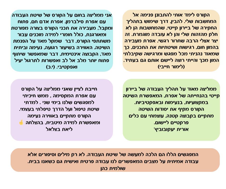 משוב על קורס יסודות בשיטת העבודה