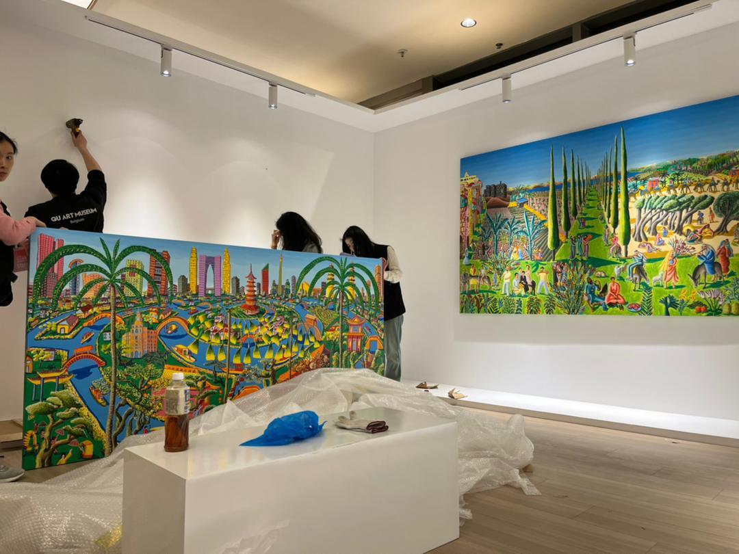 Spettacolari opere d'arte colorate pittore israeliano artista ingenuo urban dipinti naif paesaggi