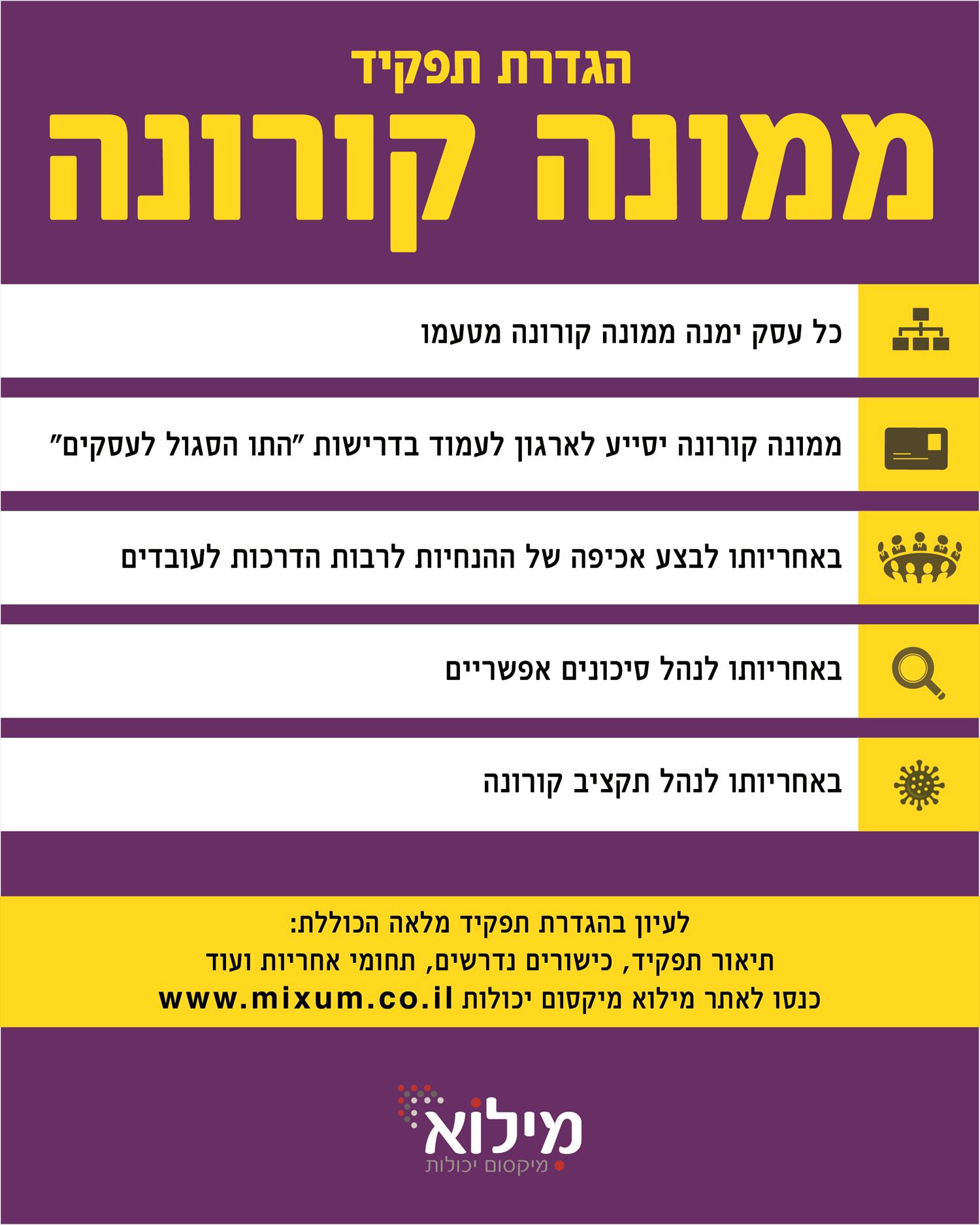 עיצוב פוסט הגדרת תפקיד - ממונה קורונה