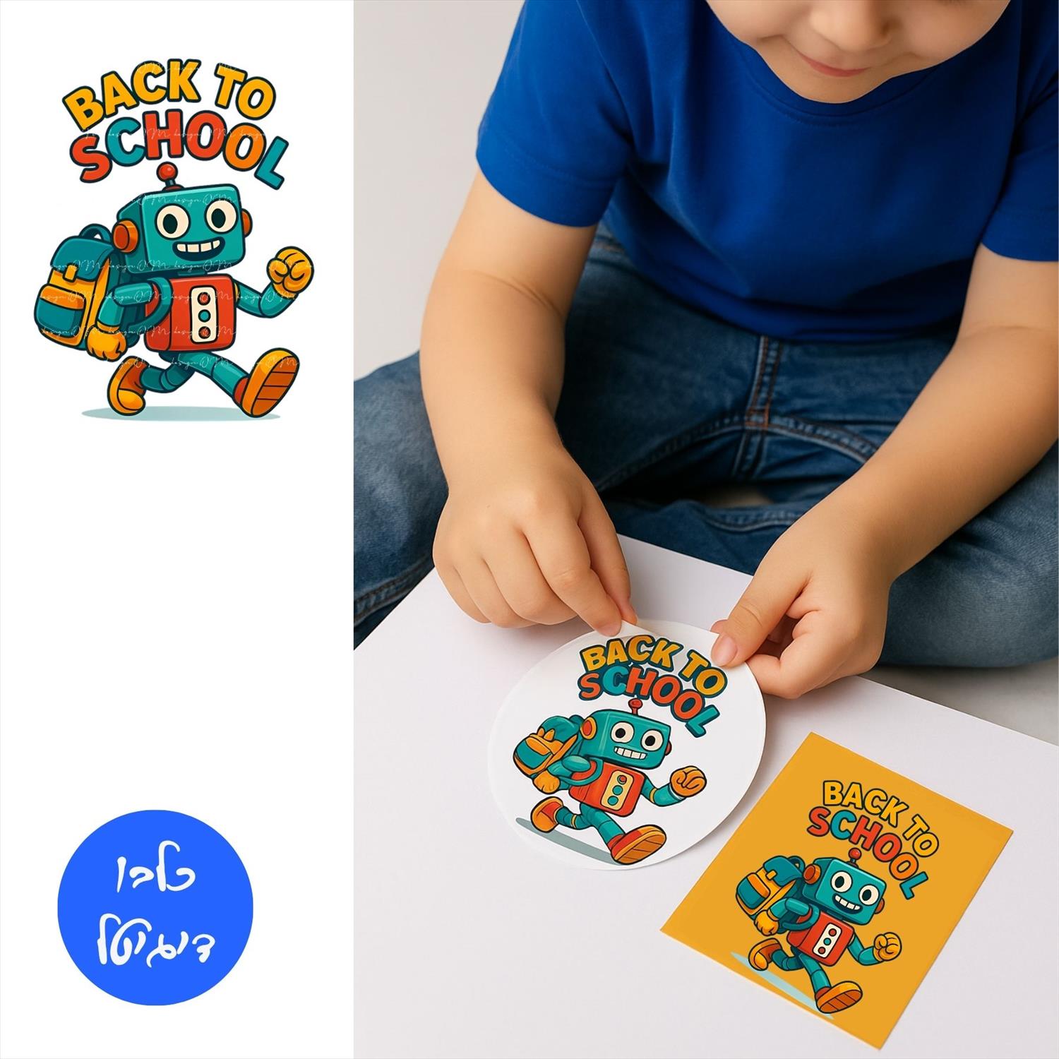 רובוט צבעוני הולך לבית ספר - קובץ דיגיטלי