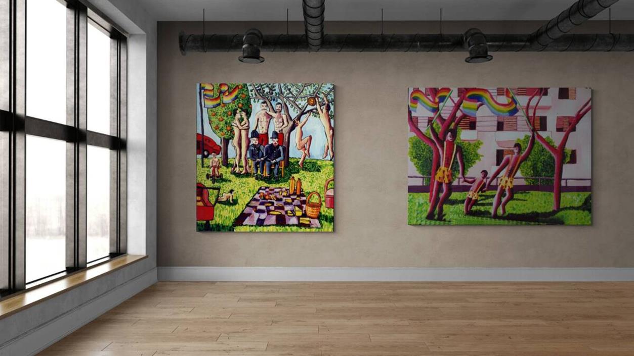 lgbt family queer artworks paintings אמנות גאה גלריה תערוכה לאמנות קווירית וירטואלית