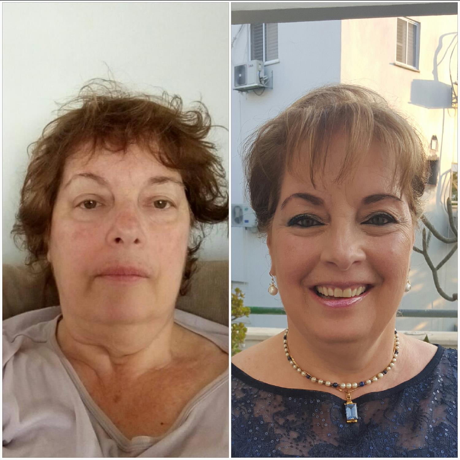 איפור ושיער לפני ואחרי