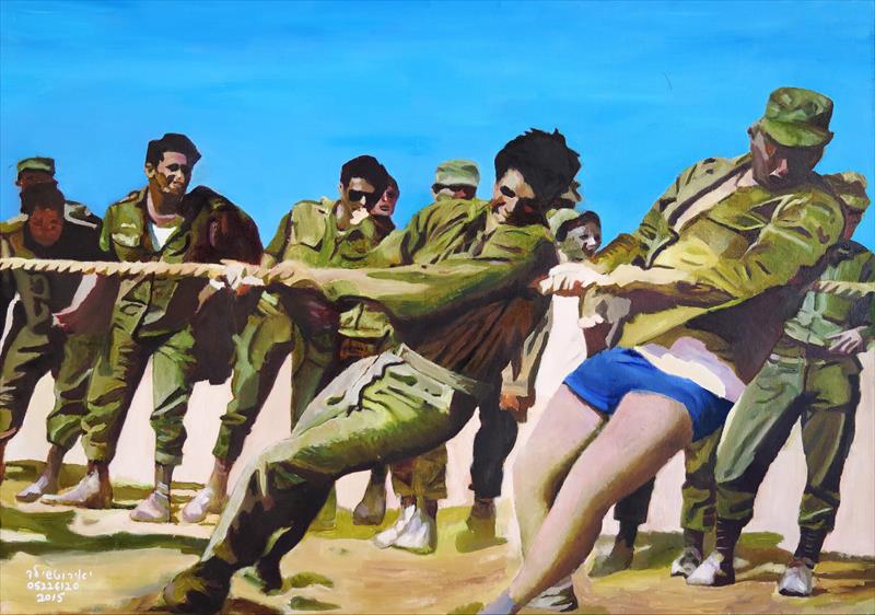 Israel army 1975 Regiment 460 Sport day competition Oil on canvas w70xh50 cm