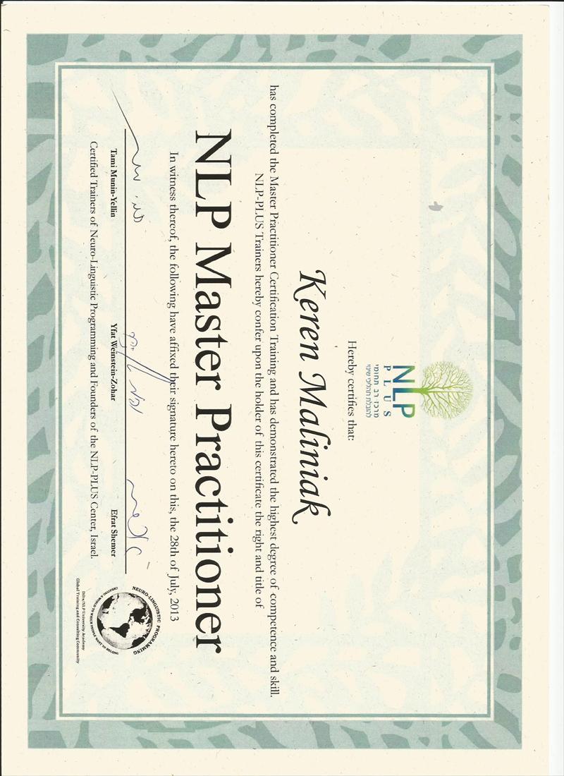 תעודת NLP Master Practitioner