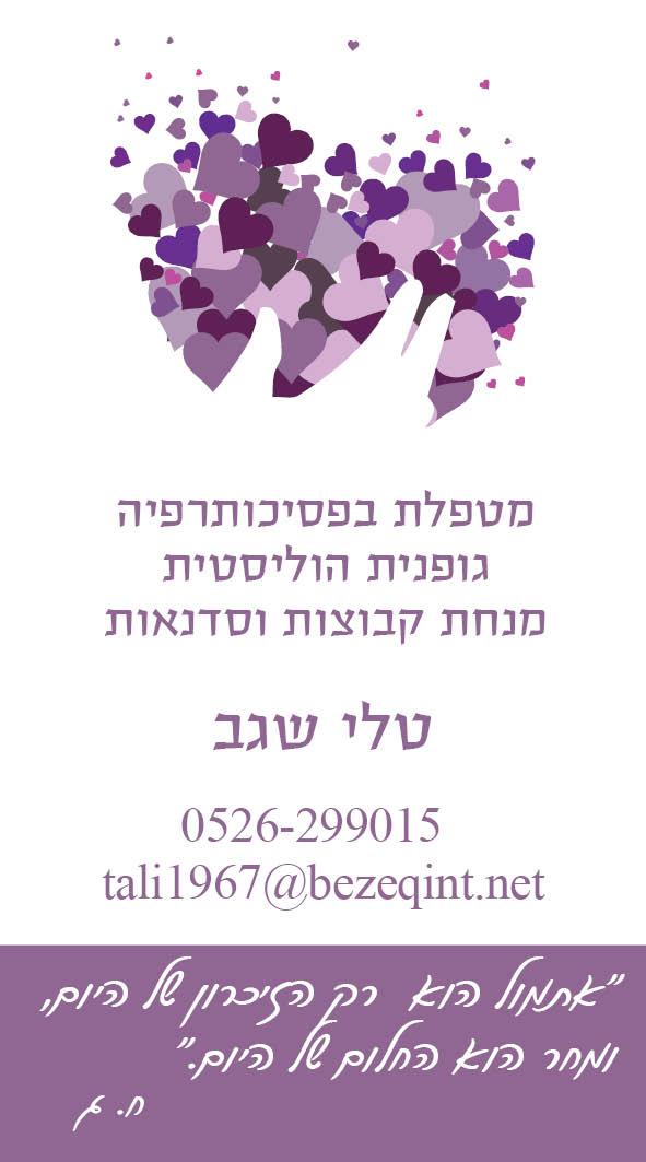 כרטיס ביקור טלי שגב