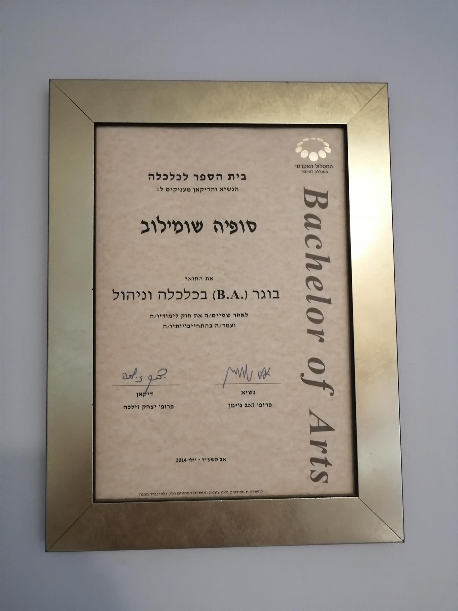 B.A כלכלה ומנהל עסקים