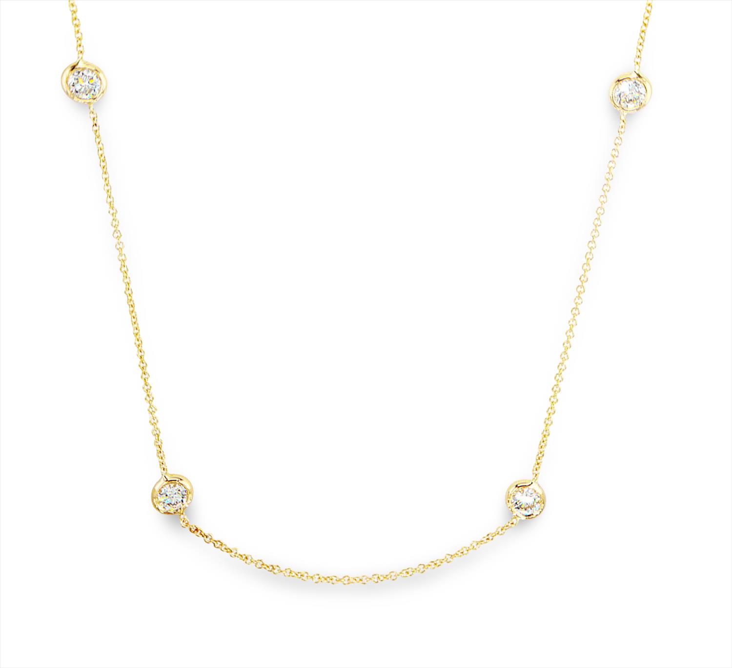שרשרת תחנות משובץ 6 יהלומים. station necklace set with 6 round diamonds