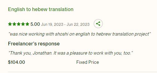 תרגום מאנגלית לעברית שבוצע עבור לקוח באפוורק