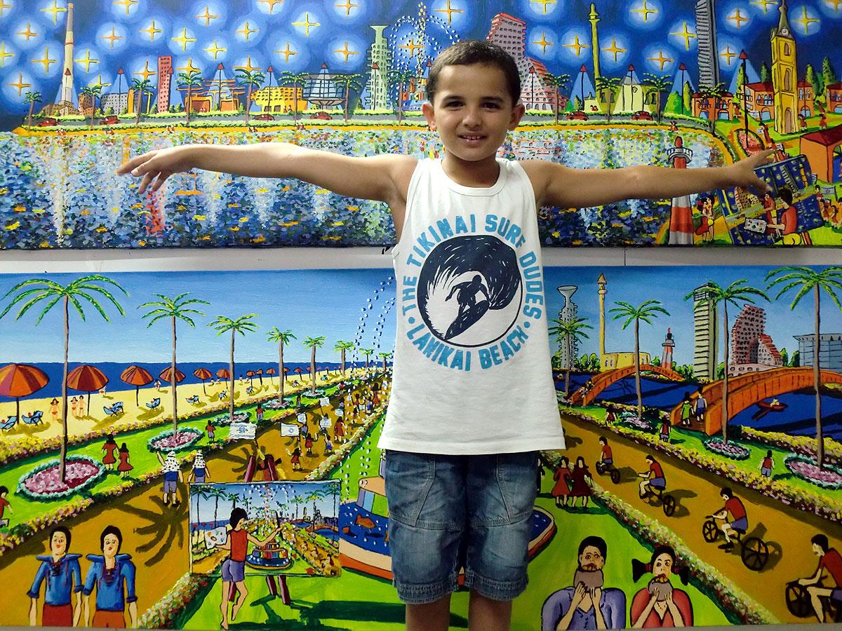 Paysage urbain peintures naïves peintre israélien peinture murale Raphael Perez israël artiste