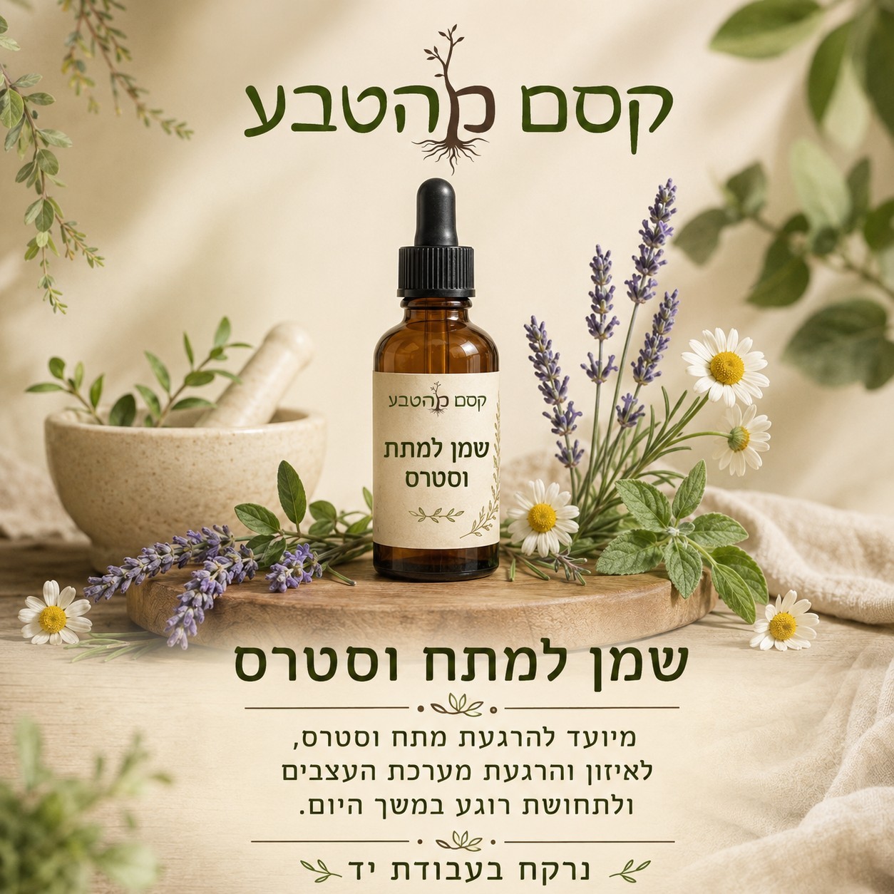 שמן למתח וסטרס- רוקחות טבעית בעבודת יד