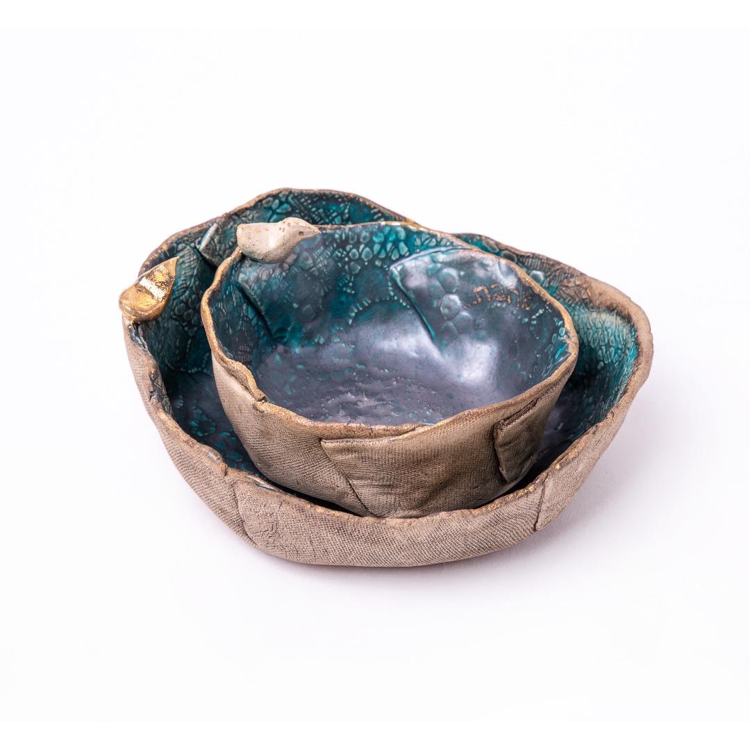 זוג קערות אוריגמי בעבודת יד | Elinors ceramic