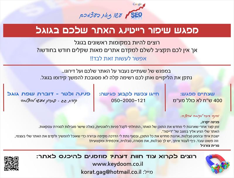 פגישת ייעוץ לקידום האתר בגוגל - עשו זאת בעצמכם