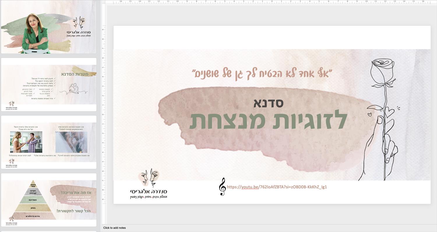 מצגת  להרחבה עיסקית / הרצאה / סדנה / שיווק
