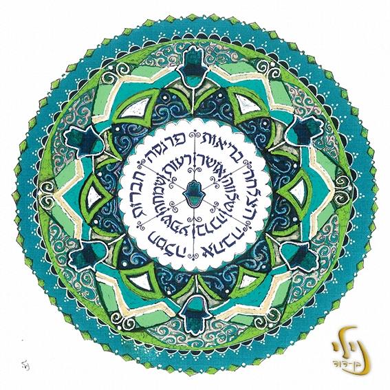 מנדלת מעגל ברכות בטורקיז.