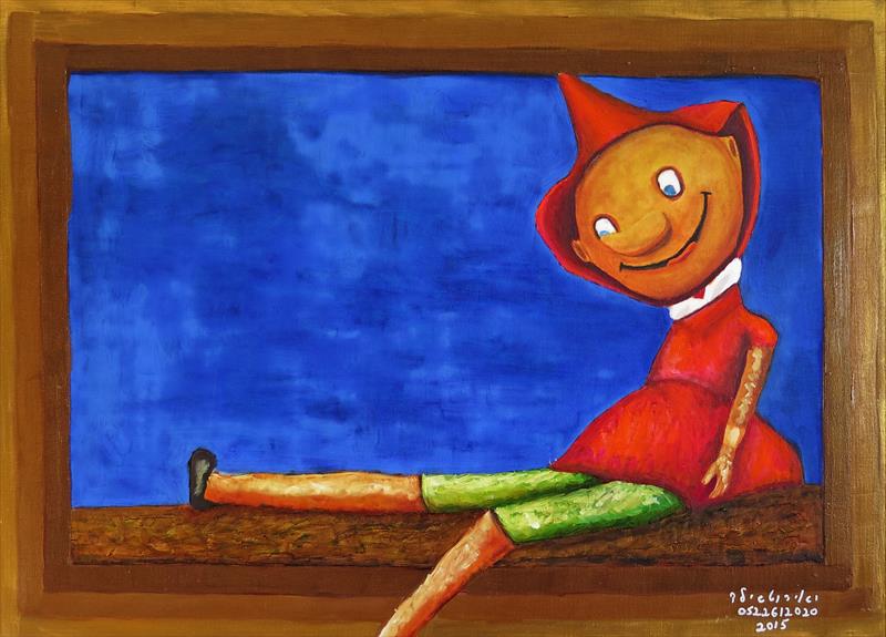 Pinochio B within fram Oil on canva w70xh50cm