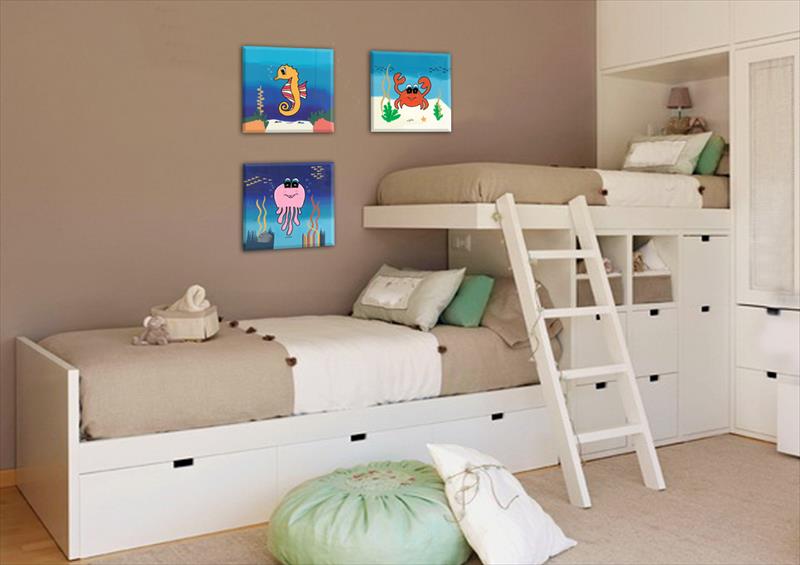 3 תמונות מעוצבות לחדר ילדים-3 ציורי קנבס לעיצוב חדר ילדים
